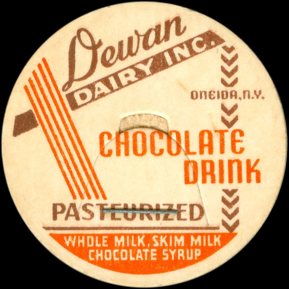 Dewan Dairy pasteurized chocolate drink cap from Oneida, New York.