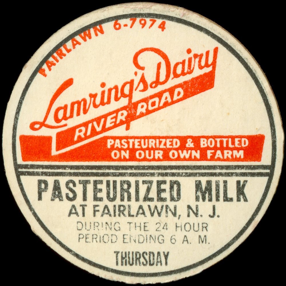 Lamring’s Dairy pasteurized milk cap from Fairlawn, New Jersey.