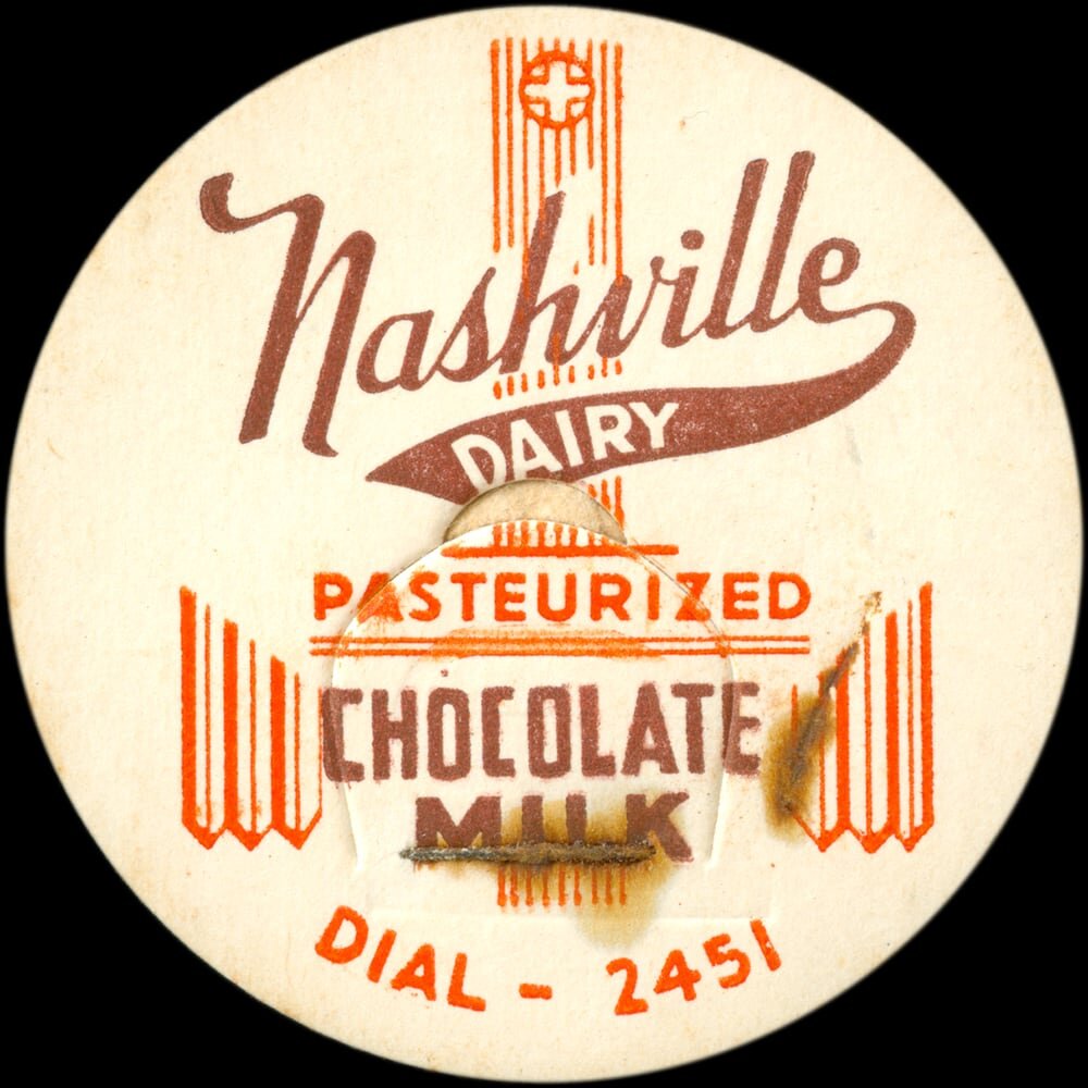 Nashville Dairy pasteurized chocolate milk cap.