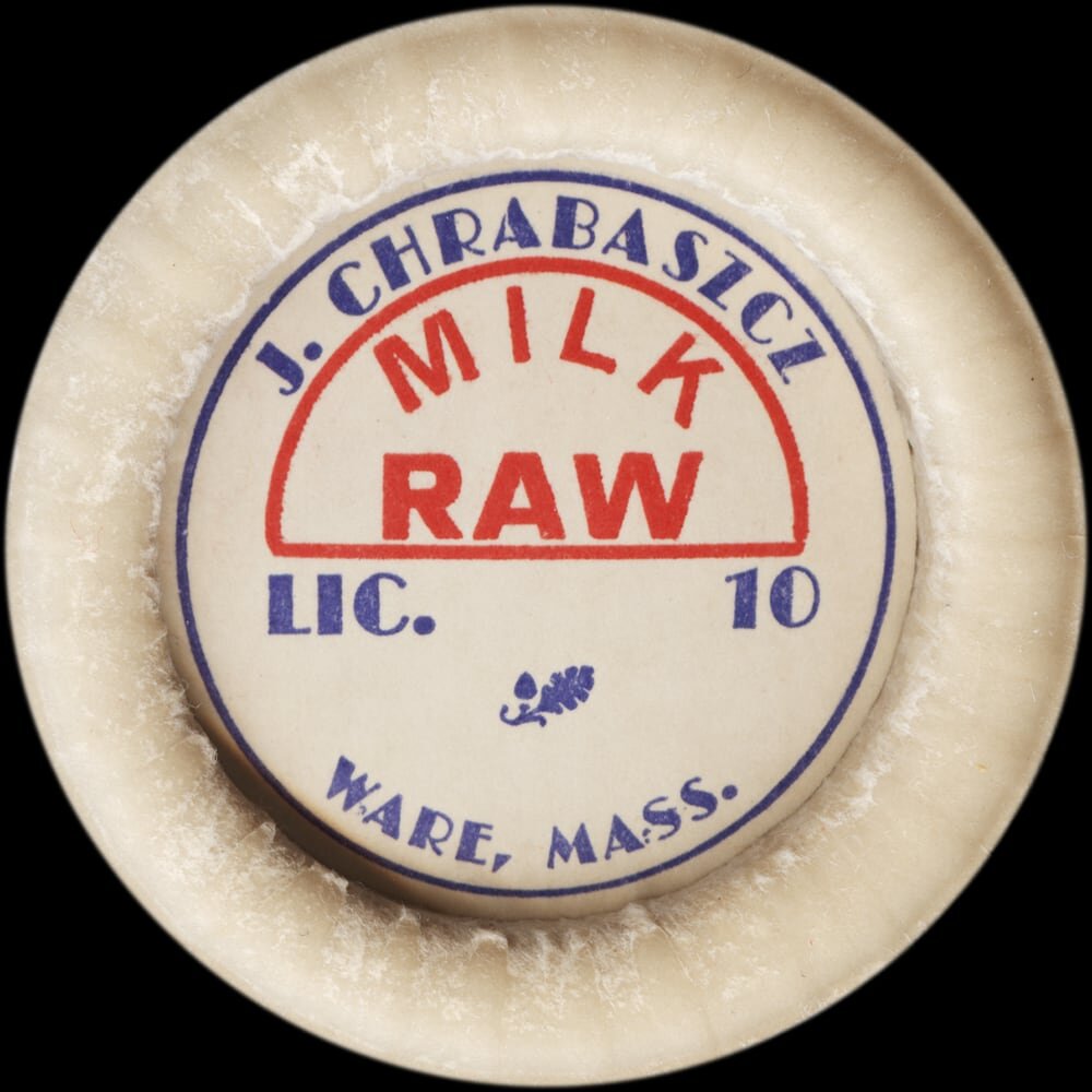 J. Chrabascz raw milk cap from Ware, Massachusetts.