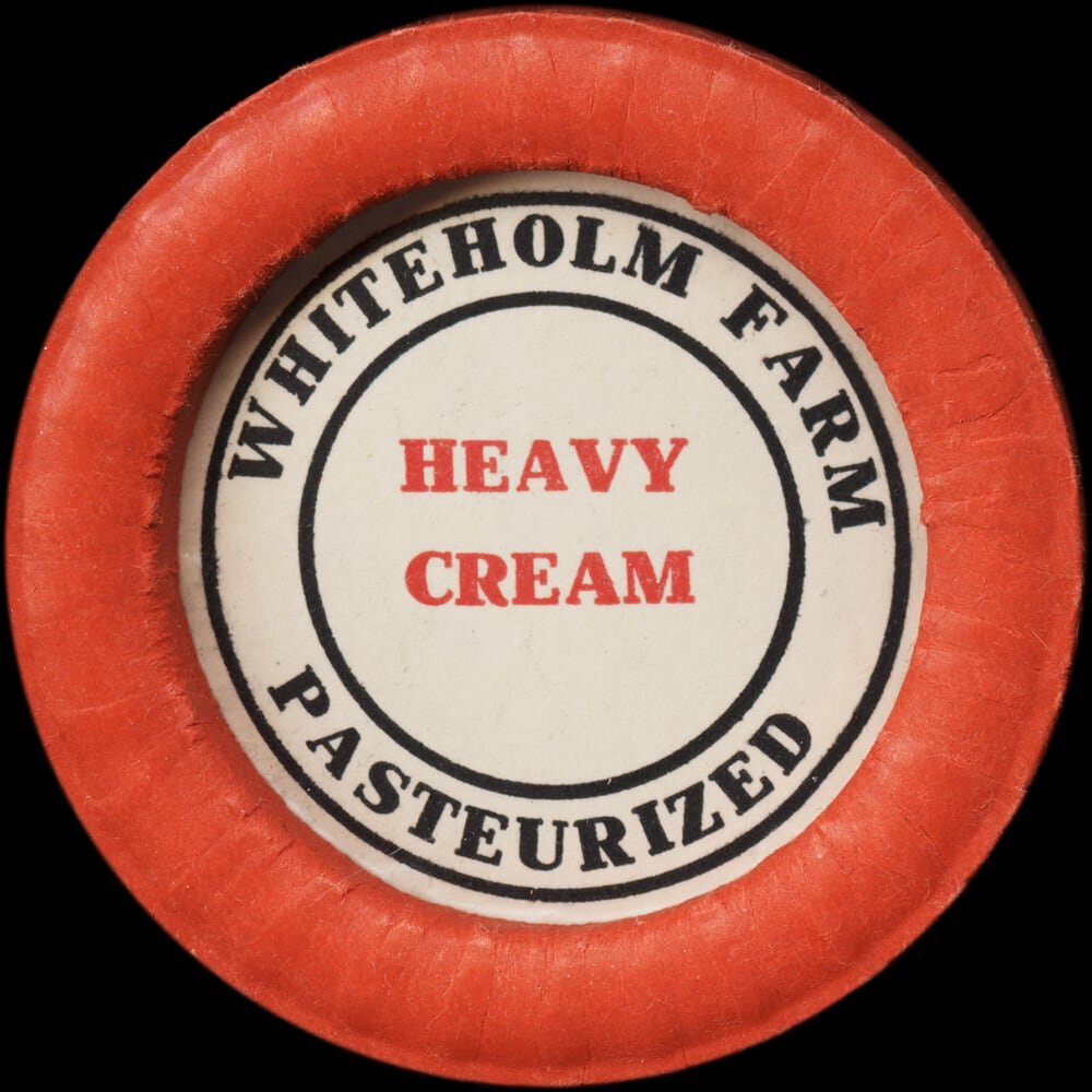 Whiteholm Farm pasteurized heavy cream cap.