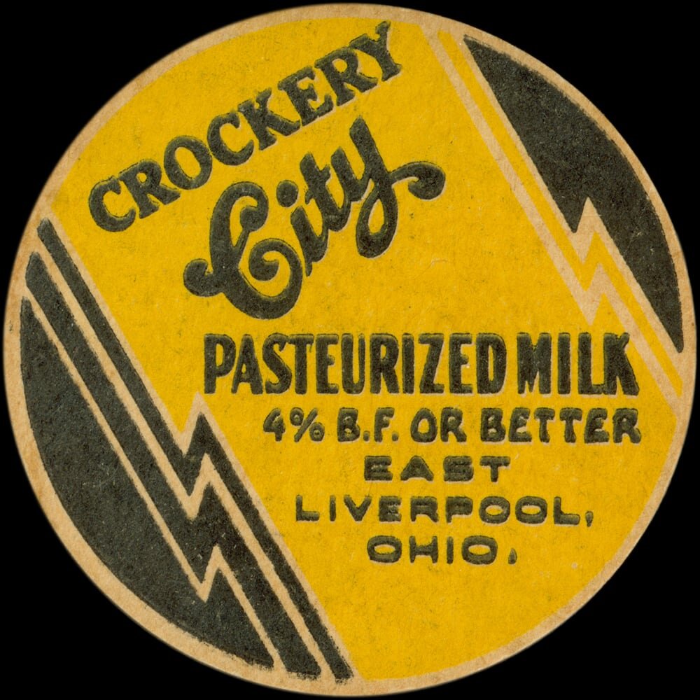 Crockery Girl’s pasteurized milk cap from Liverpool, Ohio.