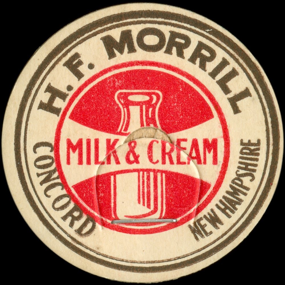 H. F. Morrill milk and cream cap from Concord, New Hampshire.