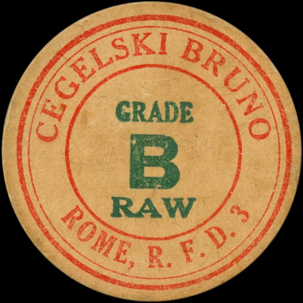 Cegelski Bruno Grade B raw milk cap from Rome, New York.