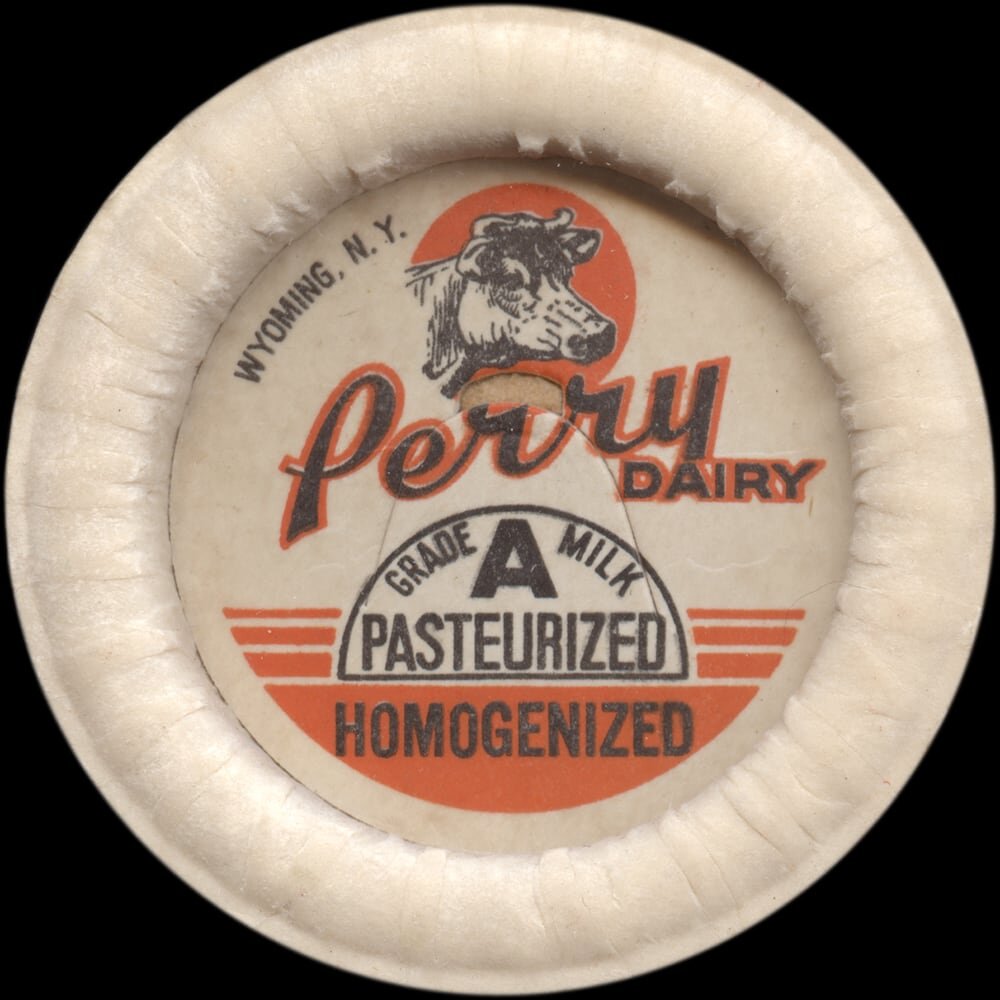 Perry Dairy Grade A homogenized pasteurized milk cap from Wyoming, New York.