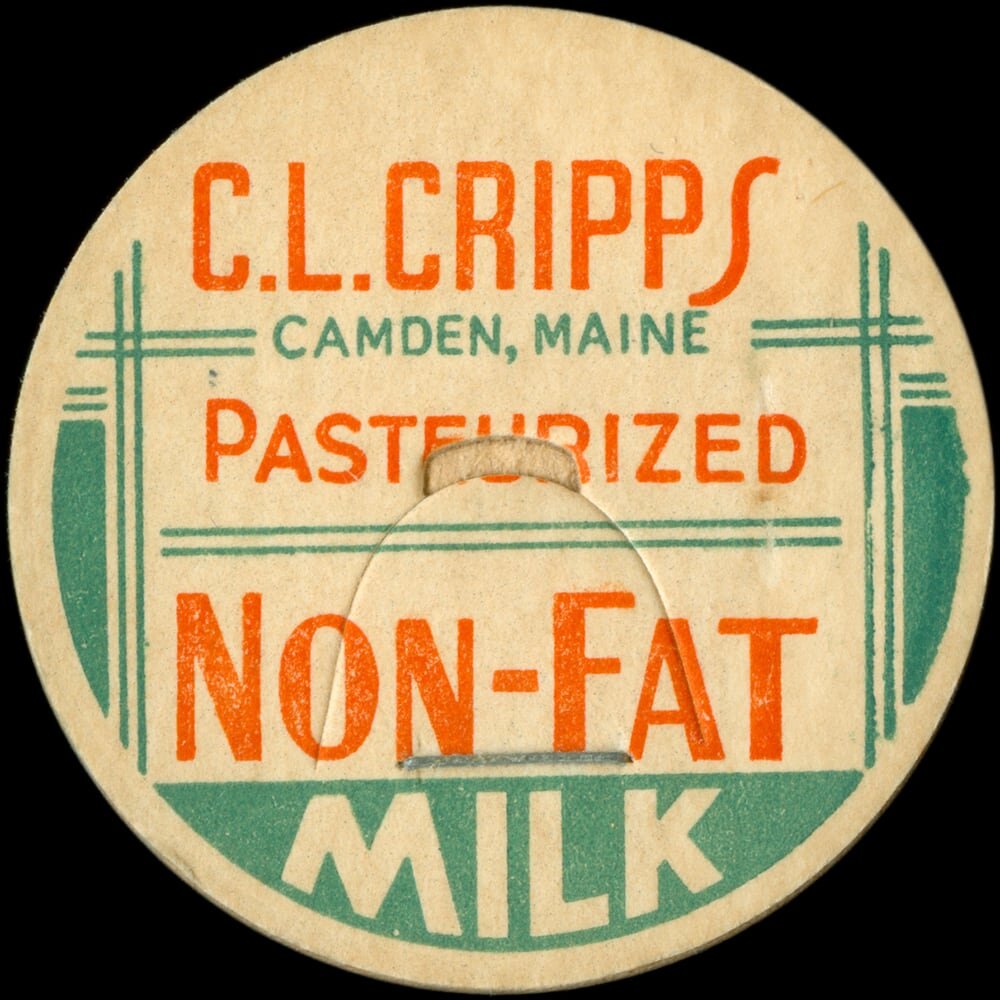 C. L. Cripps pasteurized non-fat milk cap from Camden, Maine.