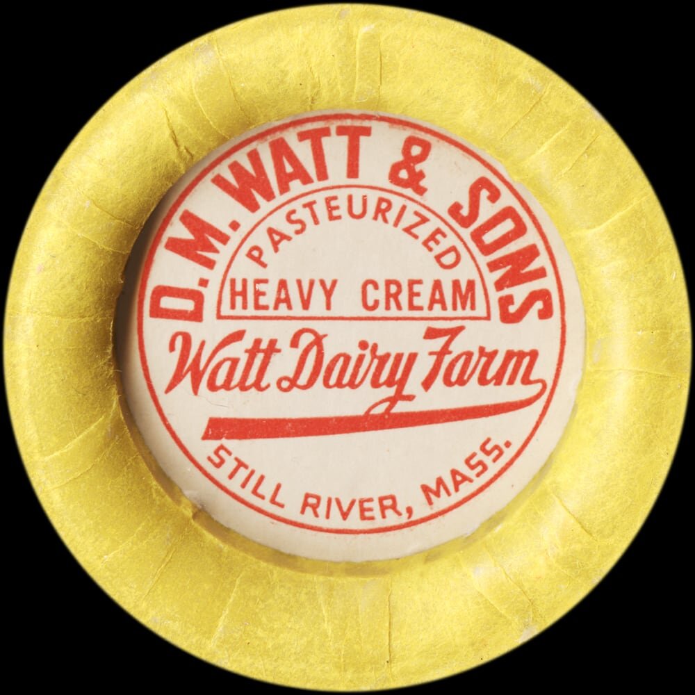 D. M. Watt and Sons heavy cream cap from Still River, Massachusetts.