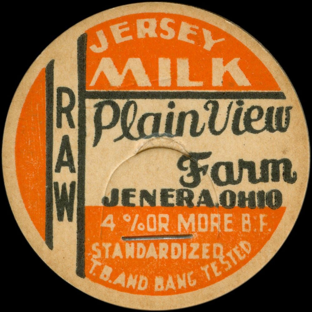 Plain View Farm Jersey milk cap from Jenera, Ohio.