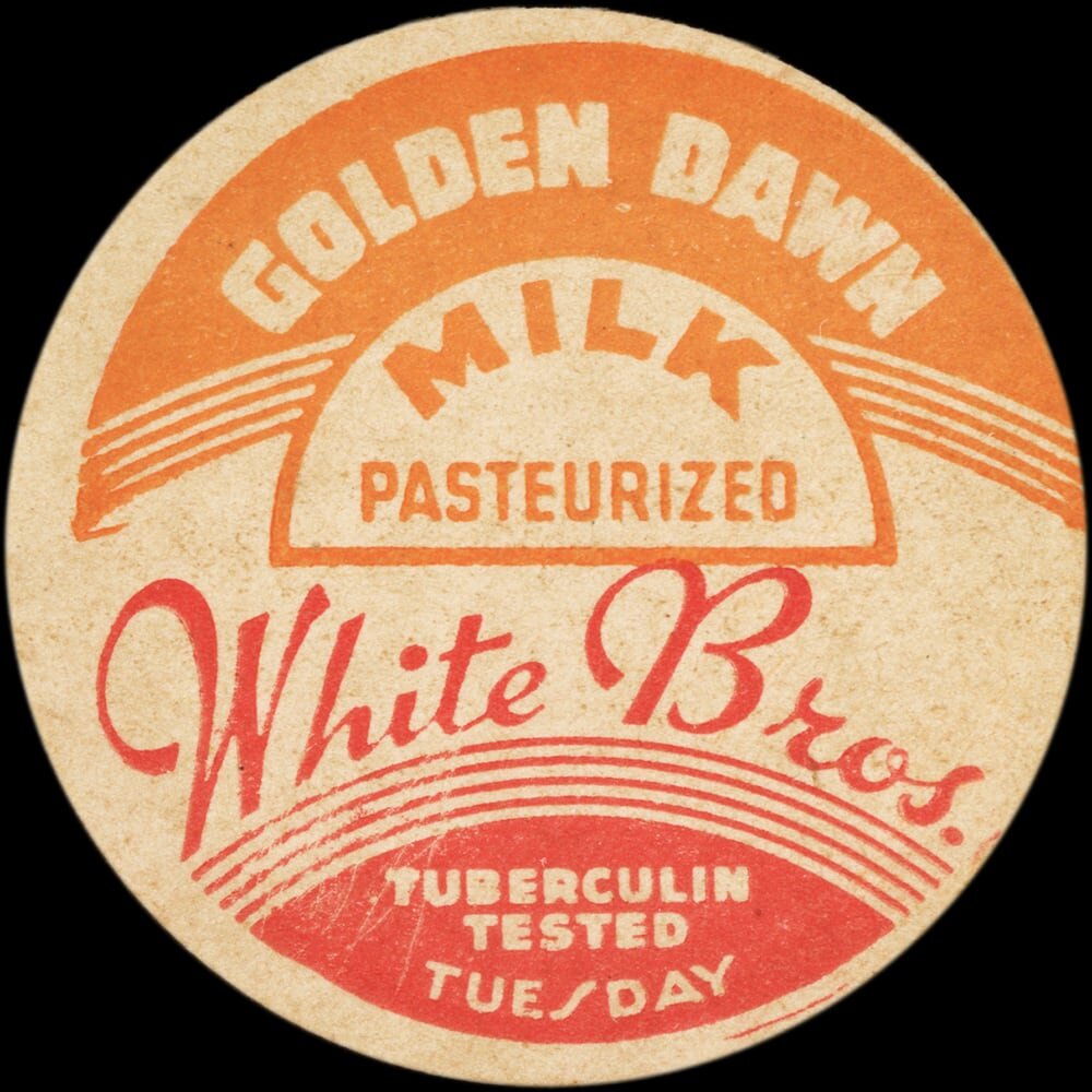 Turnpike Dairy pasteurized milk cap, processed at Melgren’s Dairy in Sutton, Massachusetts.