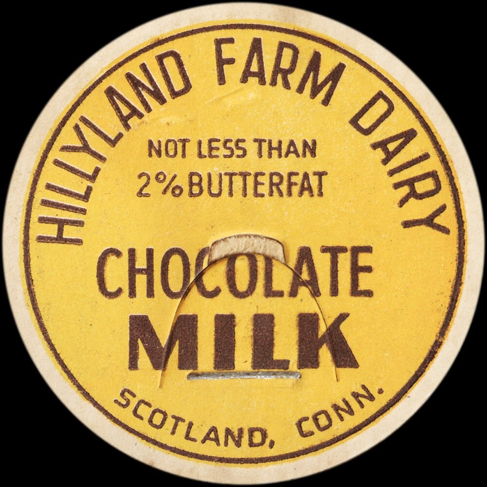 Hillyland Farm Dairy chocolate milk cap from Scotland, Connecticut.
