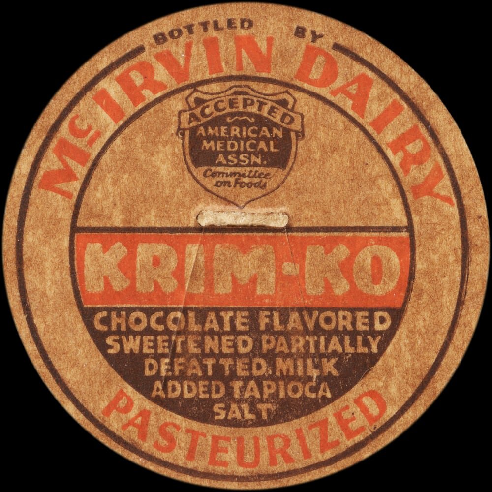 McIrvin Dairy Krim-Ko chocolate flavored milk cap.
