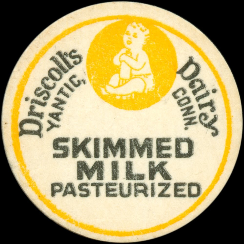 Driscoll’s Dairy skimmed milk cap from Yantic, Connecticut.