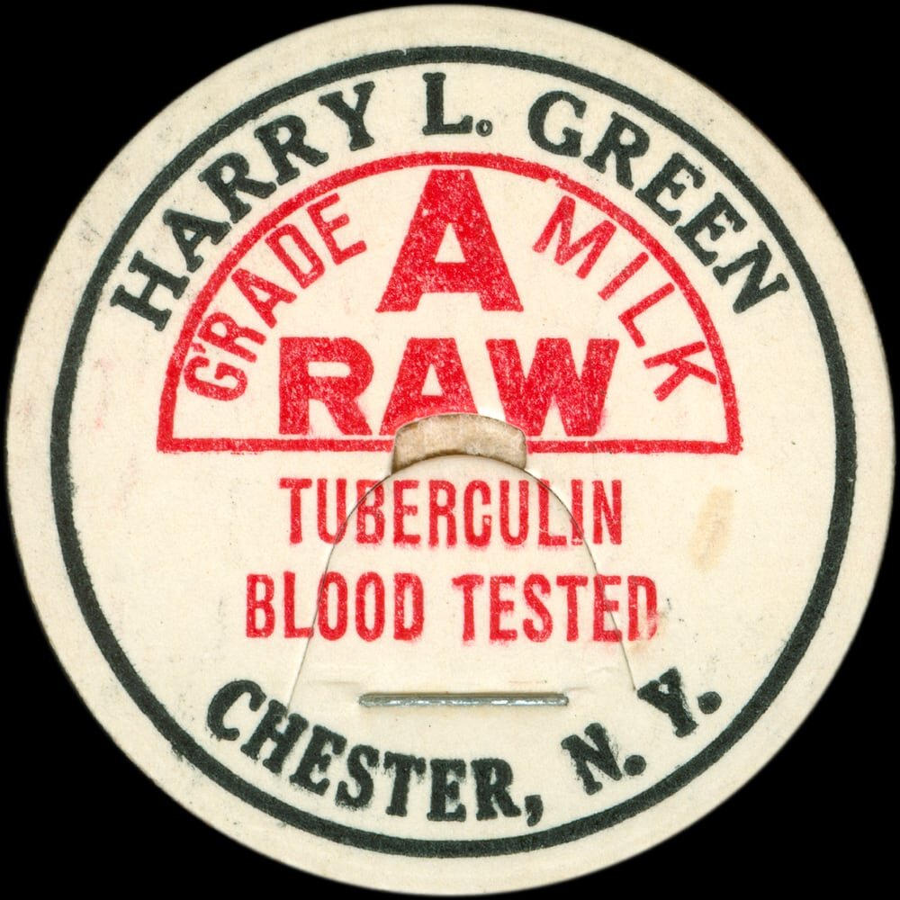 Harry L. Green Grade A raw milk cap from Chester, New York.