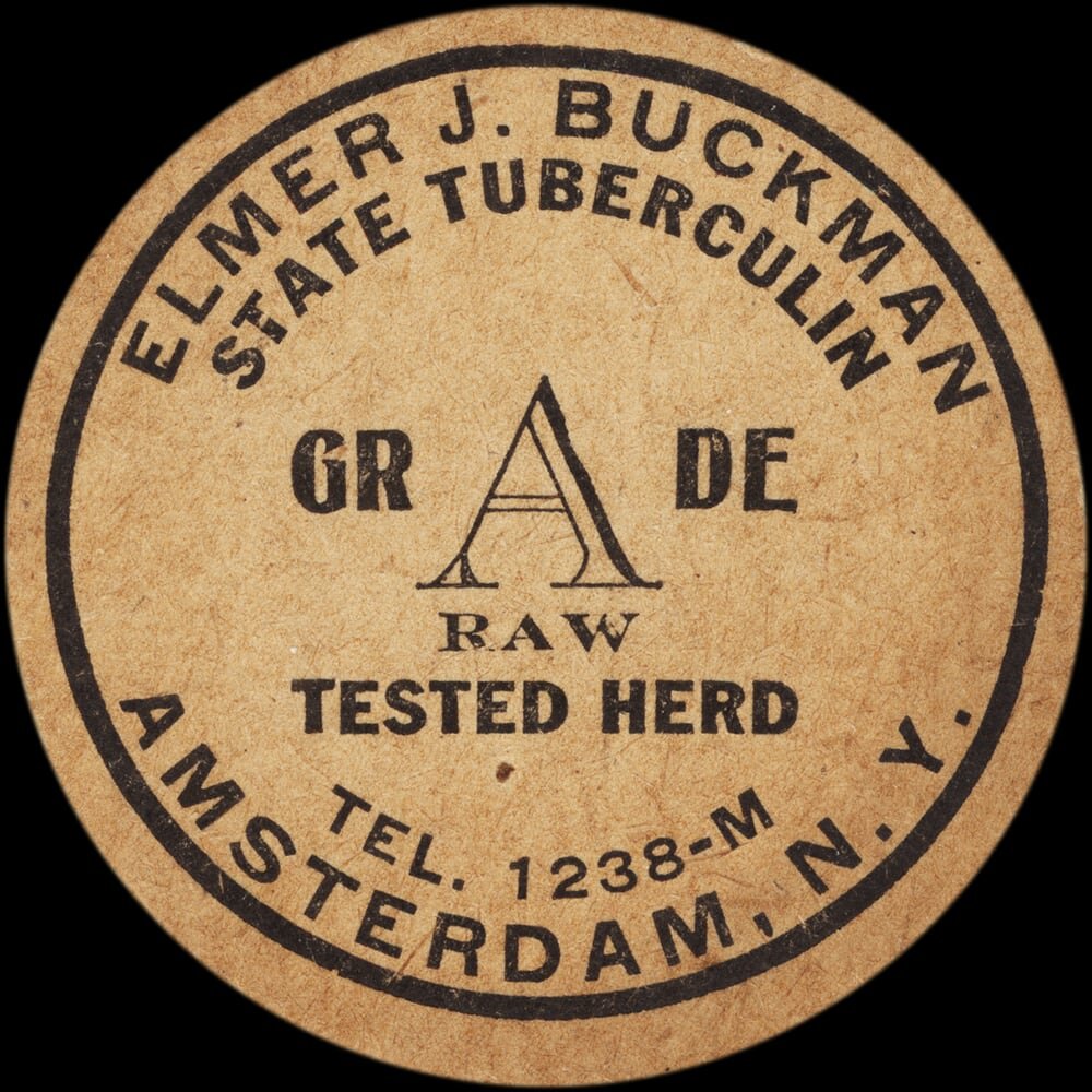 Elmer J. Buckman Grade A raw milk cap from Amsterdam, New York.