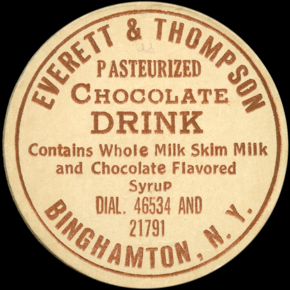 Everett and Thompson pasteurized chocolate drink cap from Binghamton, New York.