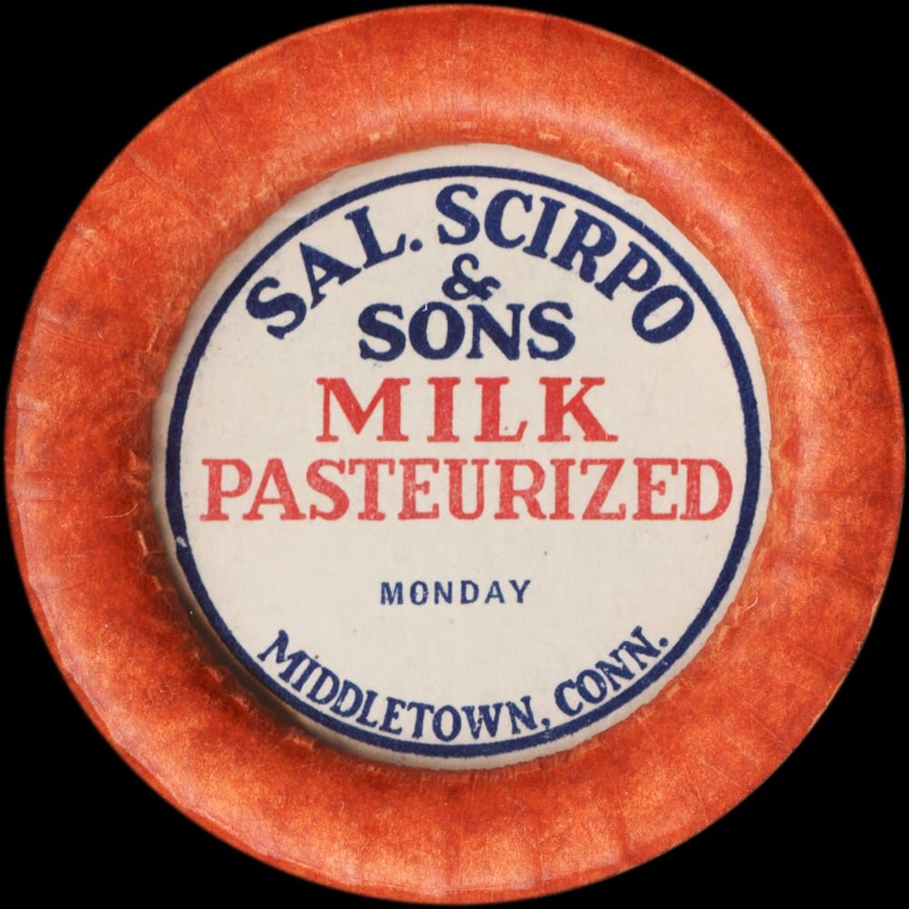 Sal. Scirpo and Sons pasteurized milk cap from Middletown, Connecticut.